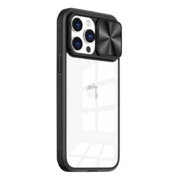 Iphone 12 Telefono dėklas Slider Case Juodas/skaidrus