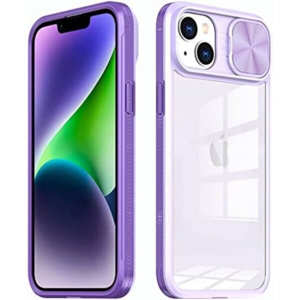 Iphone 15 Plus Telefono dėklas Slider Case, violetinis/skaidrus