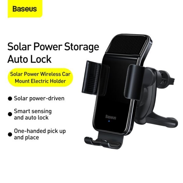 Baseus Solar gravitacinis automobilinis telefono laikiklis, juodas - Image 12