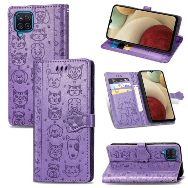 Samsung Galaxy A14 4G/5G Telefono dėklas Cat-Dog Violetinis