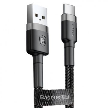 Baseus kabelis Cafule Cable CATKLF-BG1 USB - Type C 3A, 1m, juodai pilkas, - Image 2