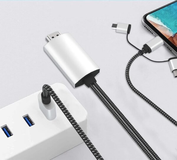 Išmaniojo telefono ir HDMI projekcijos kabelis 2.0m - Image 2