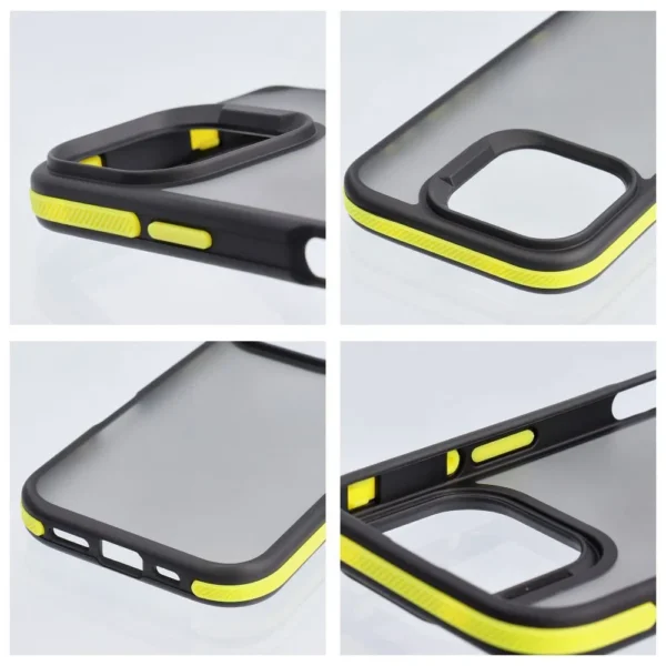 Iphone 15 Pro Telefono dėklas Neo Case, juodas/geltonas/pusiau skaidrus