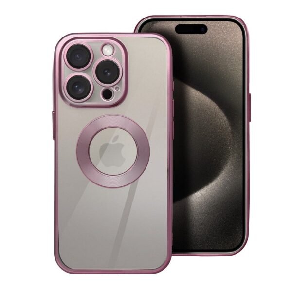 Iphone 15 Pro Max Telefono dėklas Glam, rausvas/skaidrus