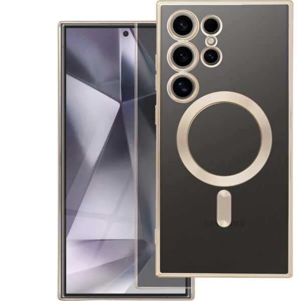 Samsung Galaxy S25 Edge telefono dėklas Electro Mag Cover, auksinis/skaidrus